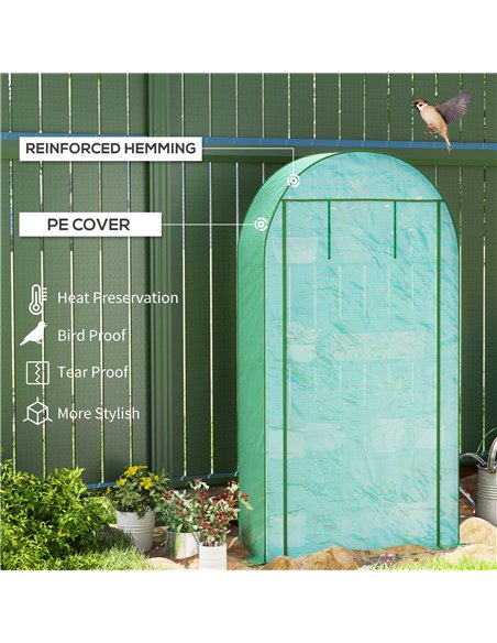 Outsunny 4 Tier Mini Greenhouse with Reinforced PE Cover, Portable Small Greenhouse with Roll-Up Door, 105 x 45 x 160cm, Green - pic 119931 | FastDaddyshop