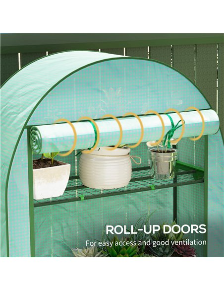 Outsunny 4 Tier Mini Greenhouse with Reinforced PE Cover, Portable Small Greenhouse with Roll-Up Door, 105 x 45 x 160cm, Green - pic 119933 | FastDaddyshop