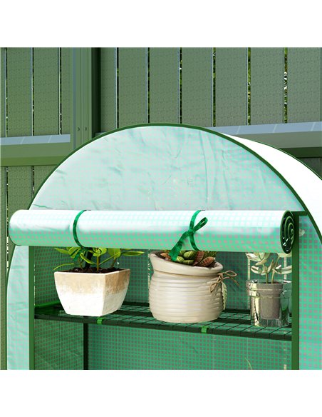 Outsunny 4 Tier Mini Greenhouse with Reinforced PE Cover, Portable Small Greenhouse with Roll-Up Door, 105 x 45 x 160cm, Green - pic 119935 | FastDaddyshop
