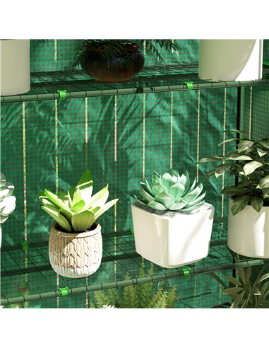 Outsunny 4 Tier Mini Greenhouse with Reinforced PE Cover, Portable Small Greenhouse with Roll-Up Door, 105 x 45 x 160cm, Green