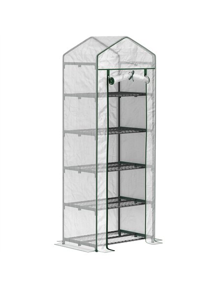 Outsunny 193cm Five Shelf Mini Greenhouse - White - pic 119964 | FastDaddyshop