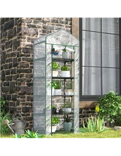 Outsunny 193cm Five Shelf Mini Greenhouse - White 2