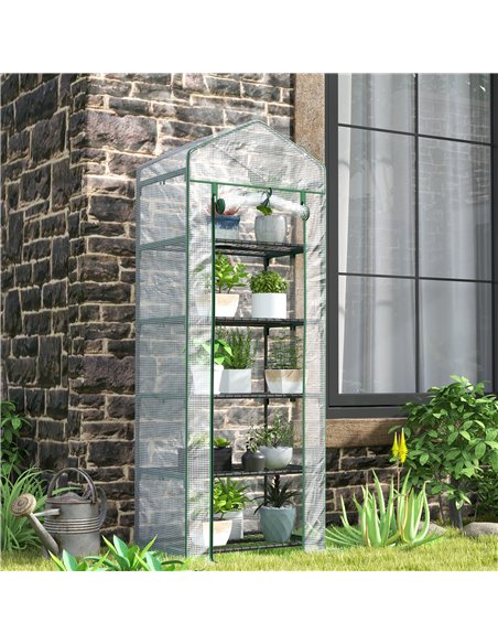 Outsunny 193cm Five Shelf Mini Greenhouse - White - pic 119965 | FastDaddyshop