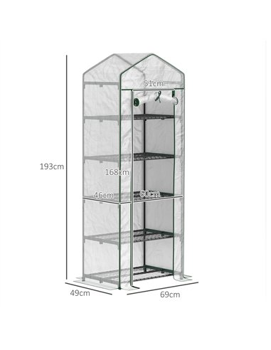 Outsunny 193cm Five Shelf Mini Greenhouse - White