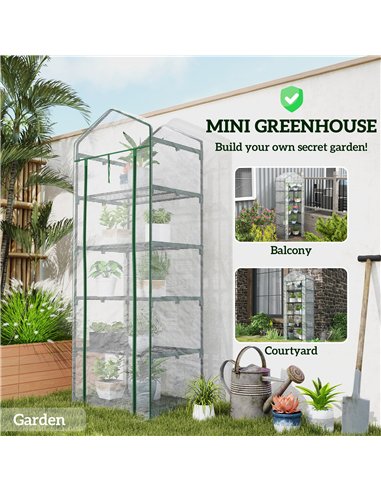Outsunny 193cm Five Shelf Mini Greenhouse - White