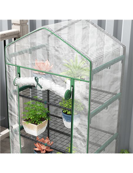 Outsunny 193cm Five Shelf Mini Greenhouse - White - pic 119970 | FastDaddyshop