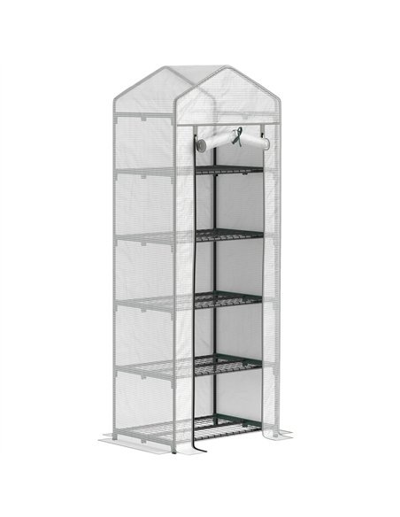 Outsunny 193cm Five Shelf Mini Greenhouse - White - pic 119973 | FastDaddyshop