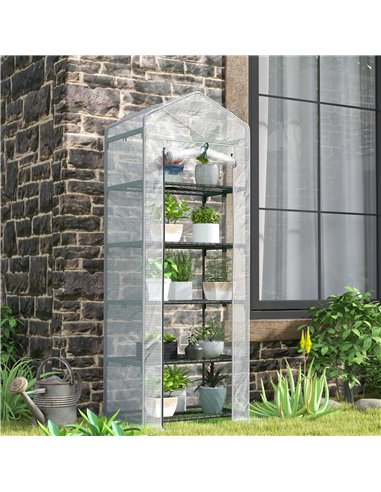 Outsunny 193cm Five Shelf Mini Greenhouse - White
