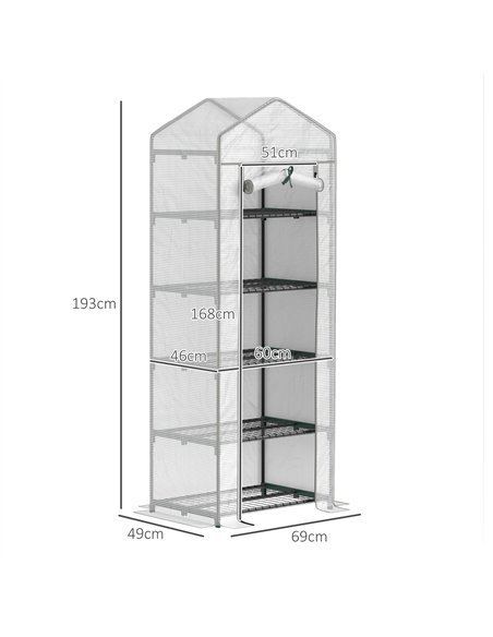 Outsunny 193cm Five Shelf Mini Greenhouse - White - pic 119975 | FastDaddyshop