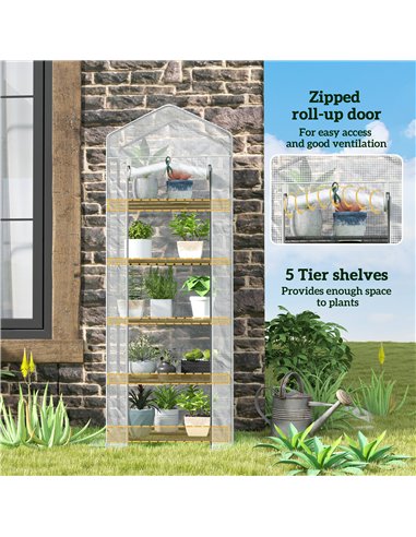 Outsunny 193cm Five Shelf Mini Greenhouse - White