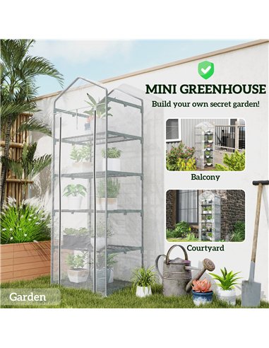 Outsunny 193cm Five Shelf Mini Greenhouse - White