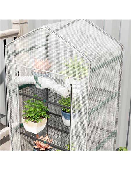 Outsunny 193cm Five Shelf Mini Greenhouse - White - pic 119979 | FastDaddyshop