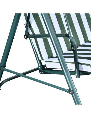 Outsunny Steel 3-Seater Swing Chair w/ Adjustable Canopy Green