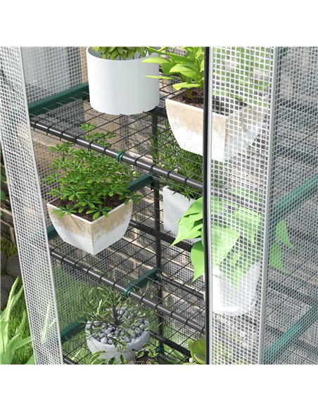 Outsunny 193cm Five Shelf Mini Greenhouse - White - pic 119981 | FastDaddyshop