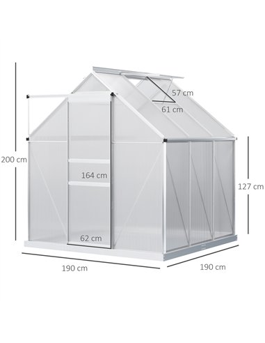 Outsunny 190 x 190cm Walk-In Polycarbonate Greenhouse