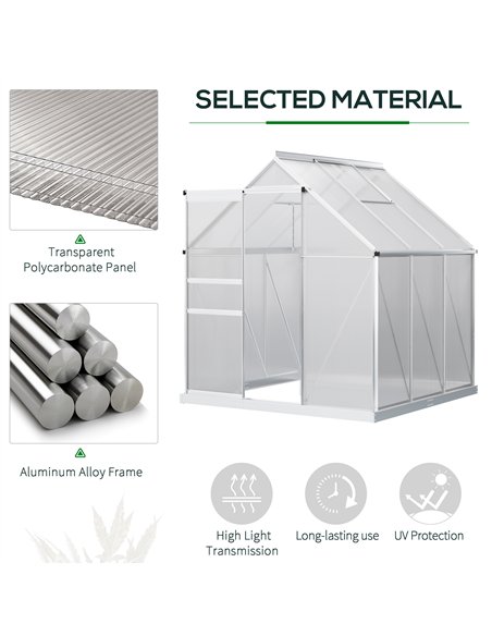 Outsunny 190 x 190cm Walk-In Polycarbonate Greenhouse - pic 119985 | FastDaddyshop