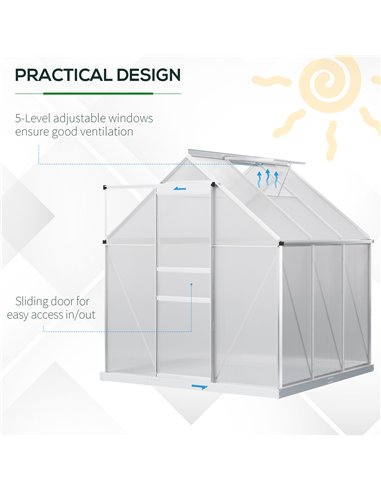 Outsunny 190 x 190cm Walk-In Polycarbonate Greenhouse
