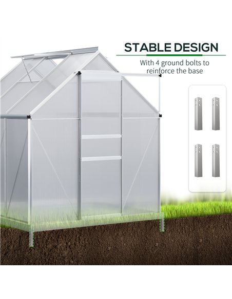 Outsunny 190 x 190cm Walk-In Polycarbonate Greenhouse - pic 119987 | FastDaddyshop