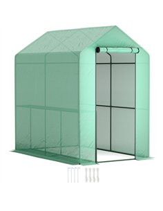 Outsunny 120 x 186cm Walk-In Greenhouse, with Shelves - Green