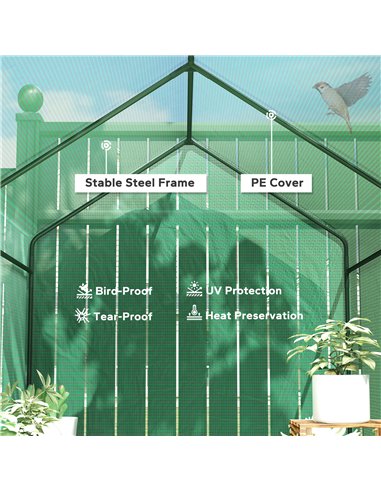 Outsunny 120 x 186cm Walk-In Greenhouse, with Shelves - Green