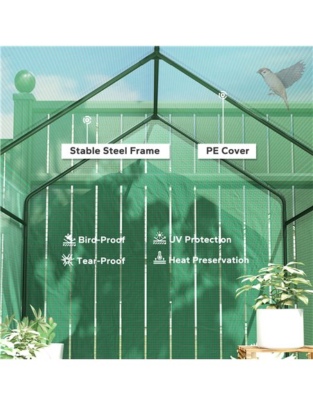 Outsunny 120 x 186cm Walk-In Greenhouse, with Shelves - Green - pic 119994 | FastDaddyshop