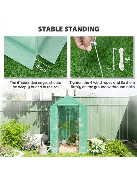 Outsunny 120 x 186cm Walk-In Greenhouse, with Shelves - Green - pic 119996 | FastDaddyshop