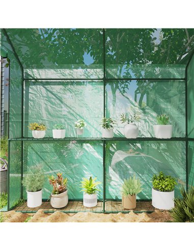 Outsunny 120 x 186cm Walk-In Greenhouse, with Shelves - Green