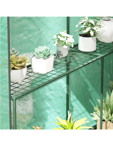Outsunny 120 x 186cm Walk-In Greenhouse, with Shelves - Green - pic 119998 | FastDaddyshop