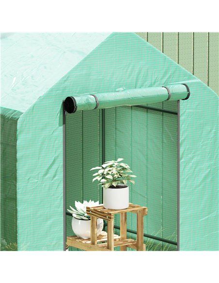 Outsunny 120 x 186cm Walk-In Greenhouse, with Shelves - Green - pic 119999 | FastDaddyshop