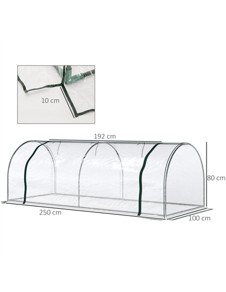Outsunny Set of 2 Tunnel Greenhouse, Green Grow House with Roll-up Door, Steel Frame, Plastic Cover for Garden, Outdoor, 250 x 1 - pic 120002 | FastDaddyshop