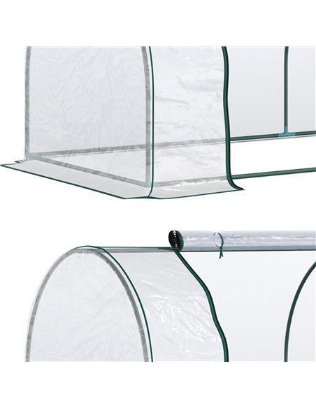 Outsunny Set of 2 Tunnel Greenhouse, Green Grow House with Roll-up Door, Steel Frame, Plastic Cover for Garden, Outdoor, 250 x 1 - pic 120006 | FastDaddyshop