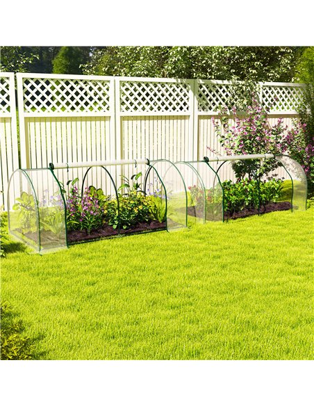 Outsunny Set of 2 Tunnel Greenhouse, Green Grow House with Roll-up Door, Steel Frame, Plastic Cover for Garden, Outdoor, 200 x 1 - pic 120010 | FastDaddyshop