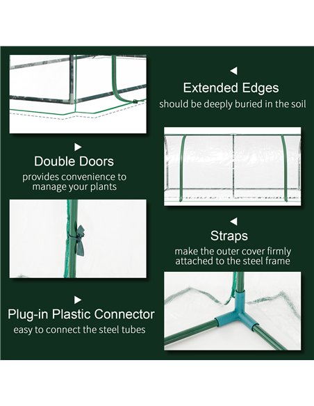 Outsunny Set of 2 Tunnel Greenhouse, Green Grow House with Roll-up Door, Steel Frame, Plastic Cover for Garden, Outdoor, 200 x 1 - pic 120012 | FastDaddyshop