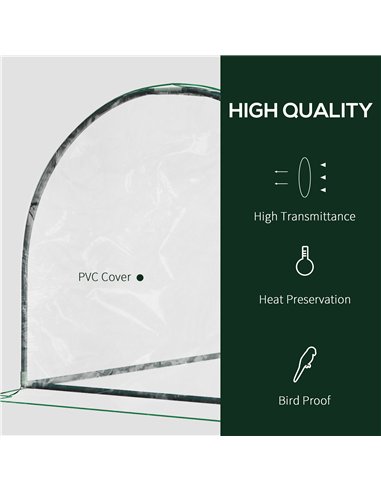 Outsunny Set of 2 Tunnel Greenhouse, Green Grow House with Roll-up Door, Steel Frame, Plastic Cover for Garden, Outdoor, 200 x 1
