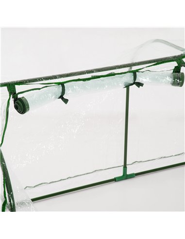 Outsunny Set of 2 Tunnel Greenhouse, Green Grow House with Roll-up Door, Steel Frame, Plastic Cover for Garden, Outdoor, 200 x 1