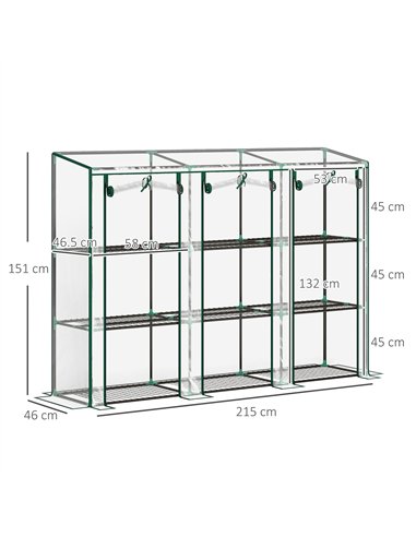 Outsunny 46 x 215cm Nine-Shelf Greenhouse