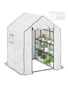 Outsunny 143 x 140cm Walk-In Greenhouse, with Accessories - White