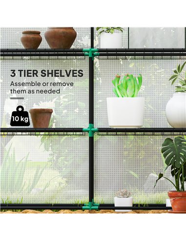 Outsunny 143 x 140cm Walk-In Greenhouse, with Accessories - White