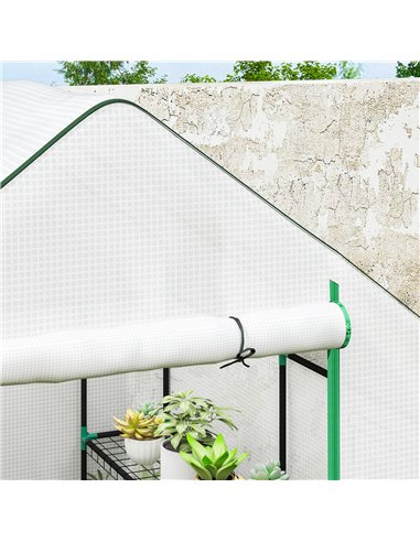 Outsunny 143 x 140cm Walk-In Greenhouse, with Accessories - White