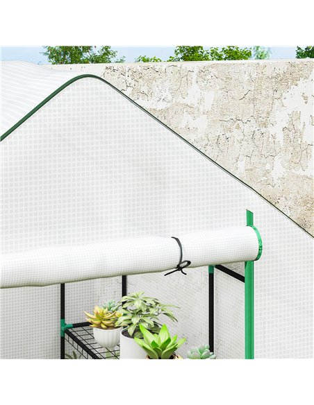 Outsunny 143 x 140cm Walk-In Greenhouse, with Accessories - White - pic 120035 | FastDaddyshop