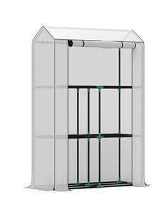 Outsunny 40 x 100cm Three Shelf Steel Frame Greenhouse - White
