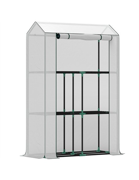 Outsunny 40 x 100cm Three Shelf Steel Frame Greenhouse - White - pic 120045 | FastDaddyshop