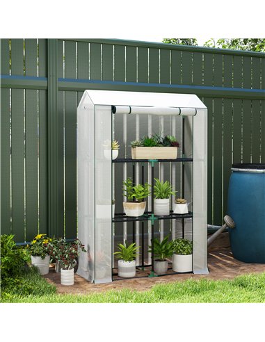 Outsunny 40 x 100cm Three Shelf Steel Frame Greenhouse - White