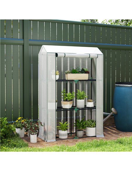 Outsunny 40 x 100cm Three Shelf Steel Frame Greenhouse - White - pic 120046 | FastDaddyshop