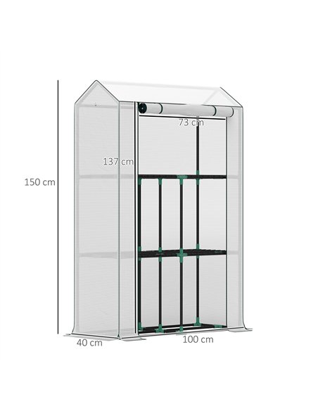 Outsunny 40 x 100cm Three Shelf Steel Frame Greenhouse - White - pic 120047 | FastDaddyshop