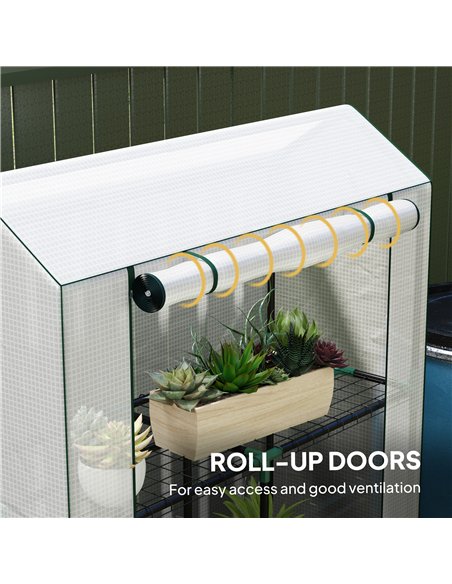 Outsunny 40 x 100cm Three Shelf Steel Frame Greenhouse - White - pic 120048 | FastDaddyshop