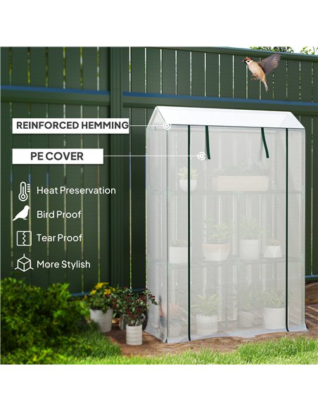 Outsunny 40 x 100cm Three Shelf Steel Frame Greenhouse - White - pic 120049 | FastDaddyshop
