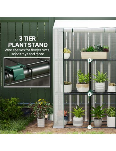 Outsunny 40 x 100cm Three Shelf Steel Frame Greenhouse - White