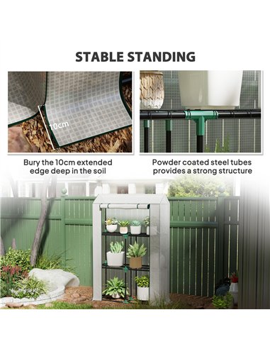 Outsunny 40 x 100cm Three Shelf Steel Frame Greenhouse - White