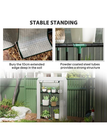 Outsunny 40 x 100cm Three Shelf Steel Frame Greenhouse - White - pic 120051 | FastDaddyshop